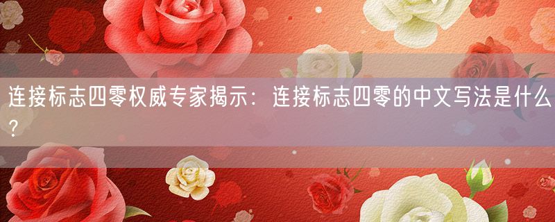 连接标志四零权威专家揭示：连接标志四零的中文写法是什么？